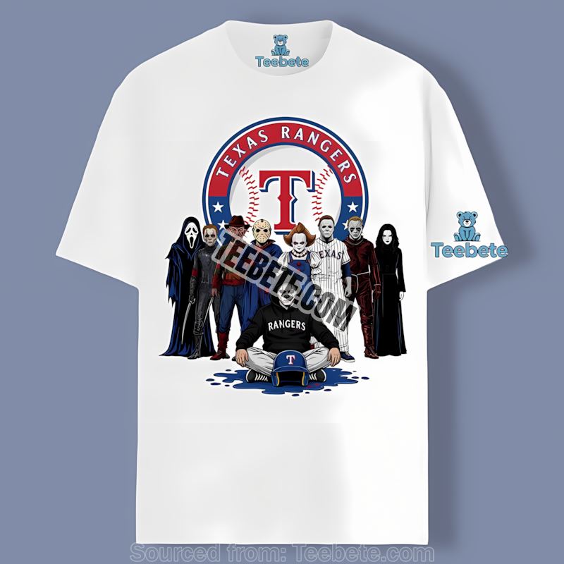 Texas Rangers Horror Movie Characters Halloween Scene Shirt