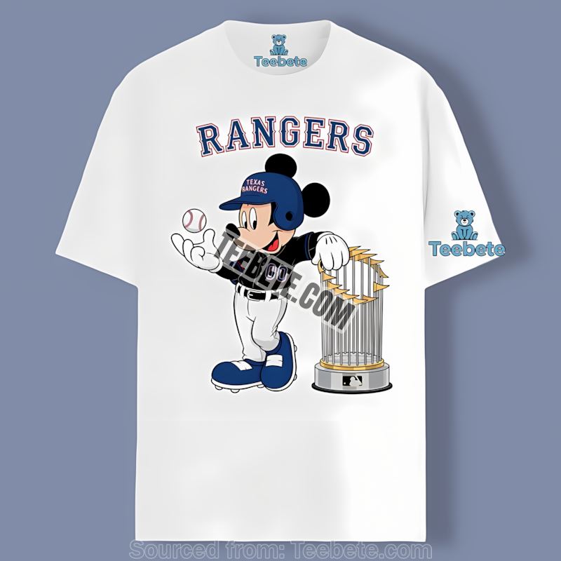 Texas Rangers Mickey Mouse Holding Bat Cartoon Shirt