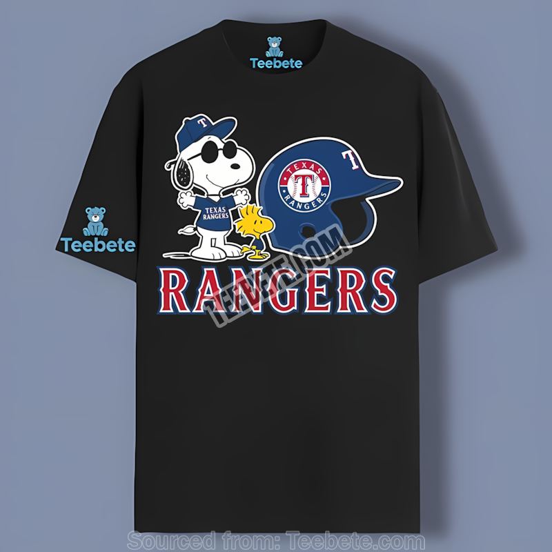 Texas Rangers Snoopy Vs Helmet Woodstock Game Scene Shirt
