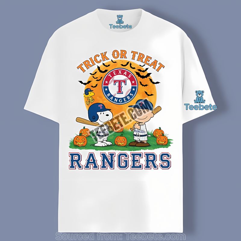 Texas Rangers Trick Or Treat With Charlie Brown Snoopy Shirt