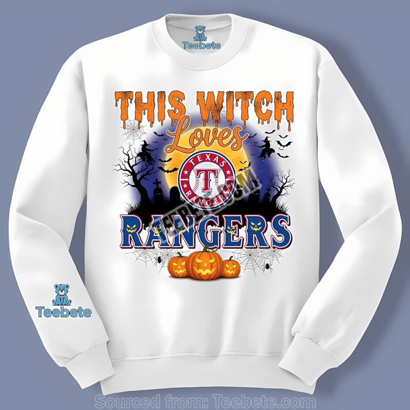 This Witch Loves Texas Rangers Halloween Color Long Sleeve This Witch Loves Texas Rangers Halloween Color Long Sleeve
