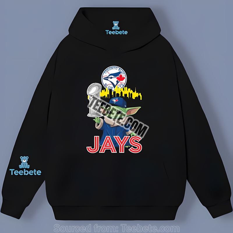 Toronto Blue Jays Baby Yoda Holding World Series Trophy Adults Hoodie Toronto Blue Jays Baby Yoda Holding World Series Trophy Adults Hoodie