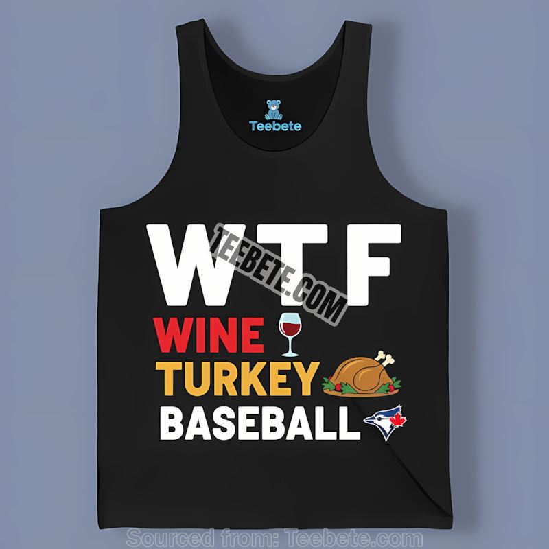 Toronto Blue Jays Wtf Wine Turkey Baseball Thanksgiving Cotton Tanktop Toronto Blue Jays Wtf Wine Turkey Baseball Thanksgiving Cotton Tanktop