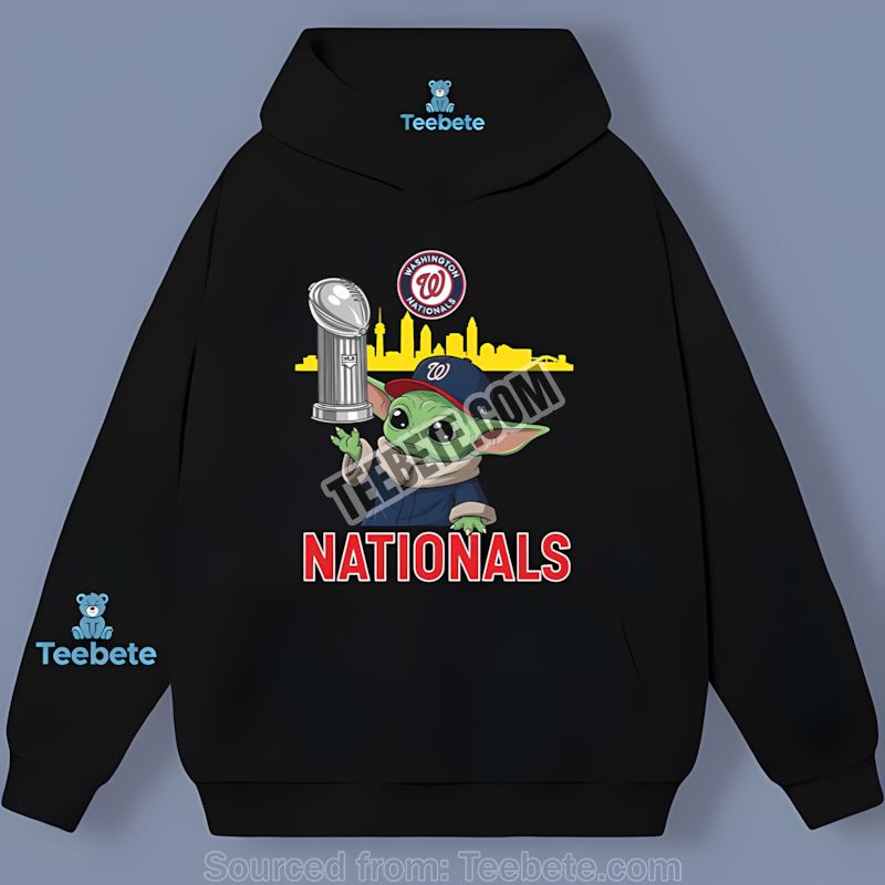 Washington Nationals Baby Yoda Holding World Series Trophy Unisex Hoodie Washington Nationals Baby Yoda Holding World Series Trophy Unisex Hoodie