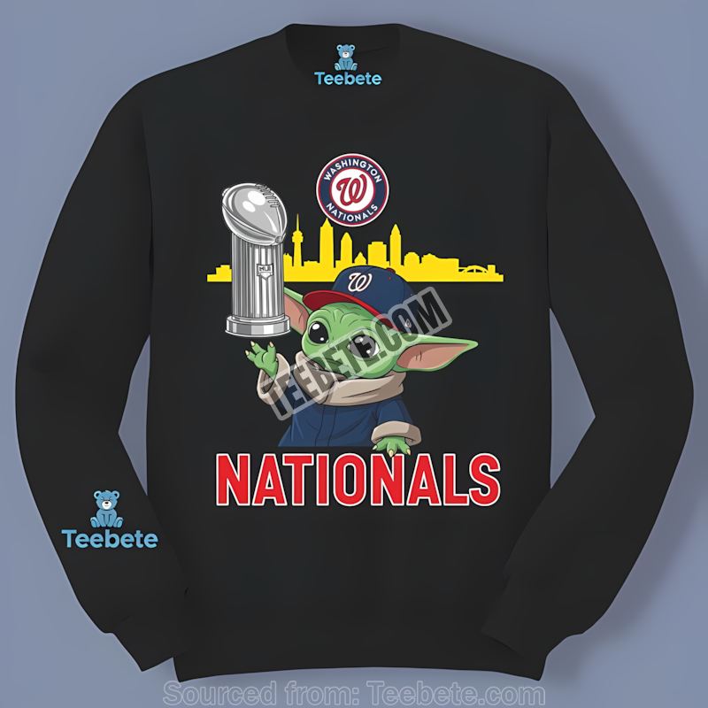 Washington Nationals Baby Yoda Holding World Series Trophy Unisex Long Sleeve Washington Nationals Baby Yoda Holding World Series Trophy Unisex Long Sleeve