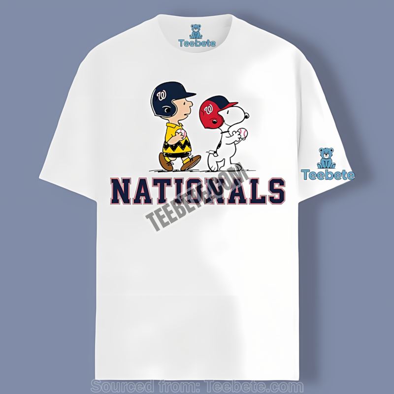 Washington Nationals Charlie Brown And Snoopy Play Together Adults Shirt
