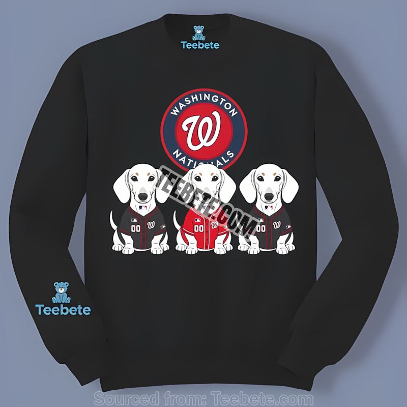 Washington Nationals Dachshund Dogs Graphic Long Sleeve Washington Nationals Dachshund Dogs Graphic Long Sleeve