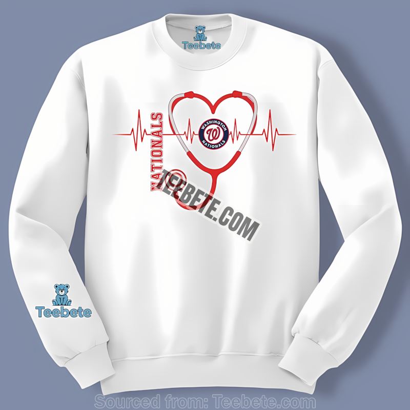 Washington Nationals Nurse Heartbeat Trendy Long Sleeve Washington Nationals Nurse Heartbeat Trendy Long Sleeve
