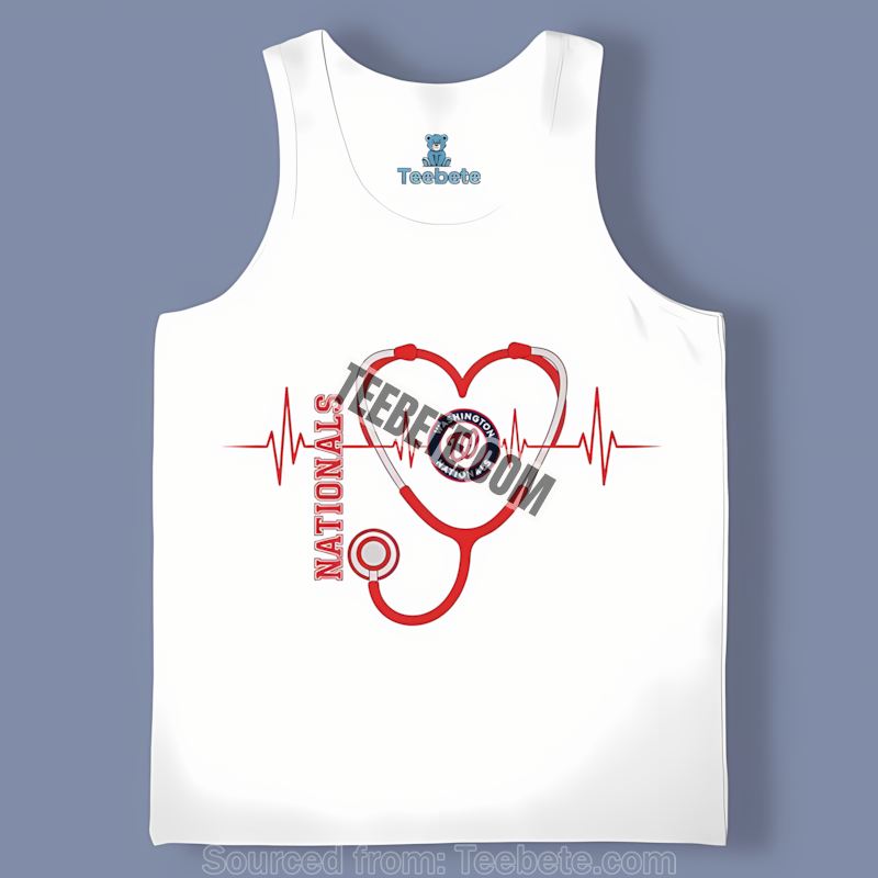 Washington Nationals Nurse Heartbeat Trendy Tanktop Washington Nationals Nurse Heartbeat Trendy Tanktop