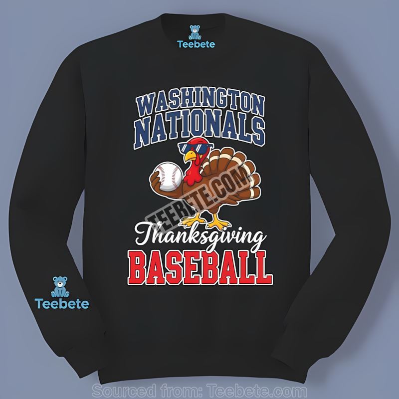Washington Nationals Thanksgiving Baseball Turkey Classic Long Sleeve Washington Nationals Thanksgiving Baseball Turkey Classic Long Sleeve