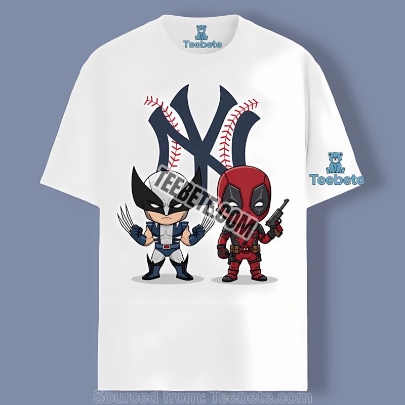 Wolverine Deadpool Superhero New York Yankees Color Shirt