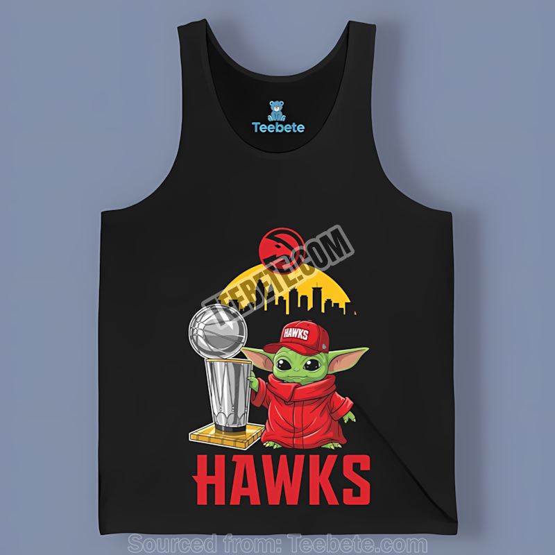 Atlanta Hawks Baby Yoda Holding World Series Trophy Regular Tanktop Atlanta Hawks Baby Yoda Holding World Series Trophy Regular Tanktop