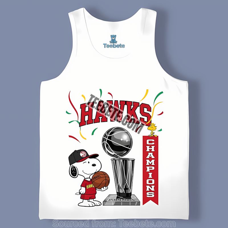 Atlanta Hawks Champions Snoopy Celebration Color Tanktop Atlanta Hawks Champions Snoopy Celebration Color Tanktop