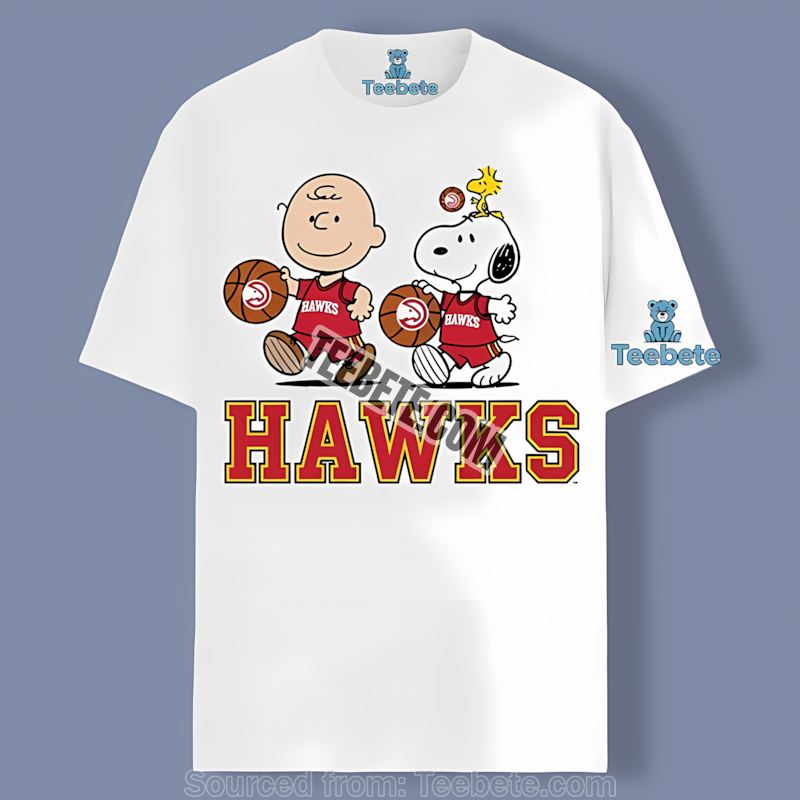 Atlanta Hawks Charlie Brown And Snoopy Play Together Cotton Shirt