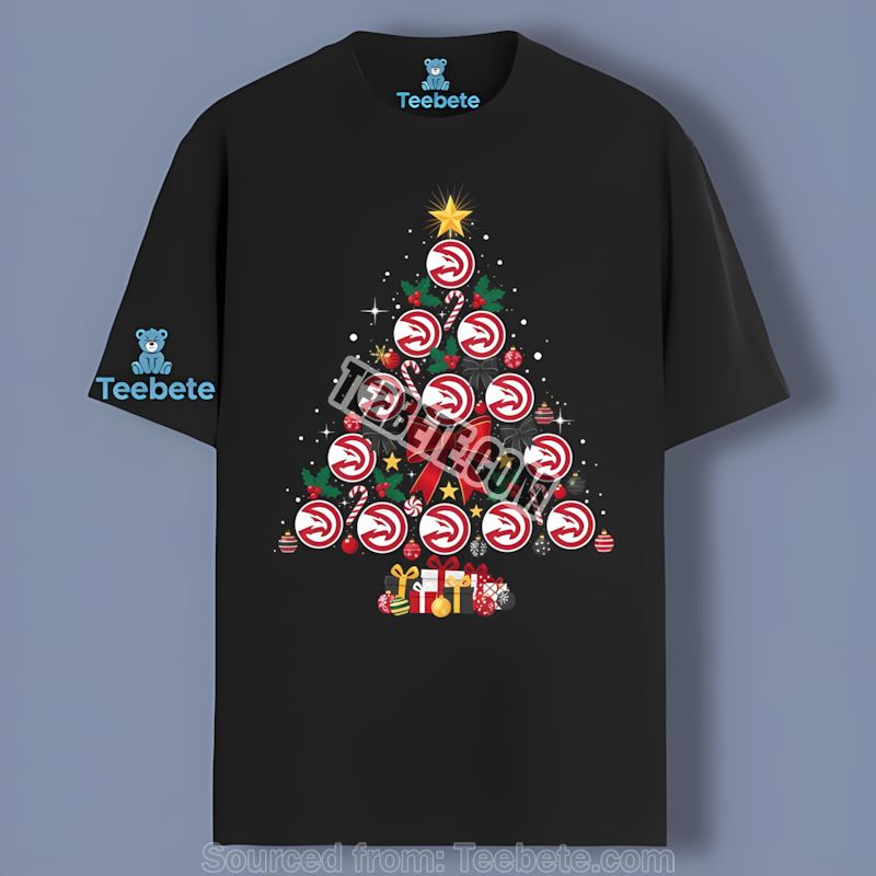 Atlanta Hawks Christmas Tree Logo Cotton Shirt