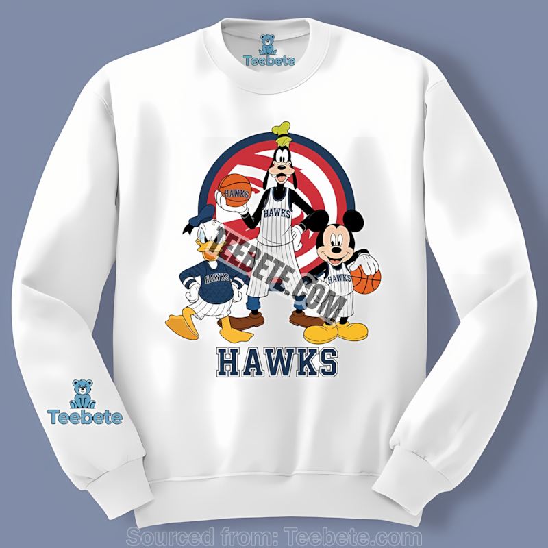 Atlanta Hawks Disney Mickey Donald Goofy Long Sleeve Atlanta Hawks Disney Mickey Donald Goofy Long Sleeve