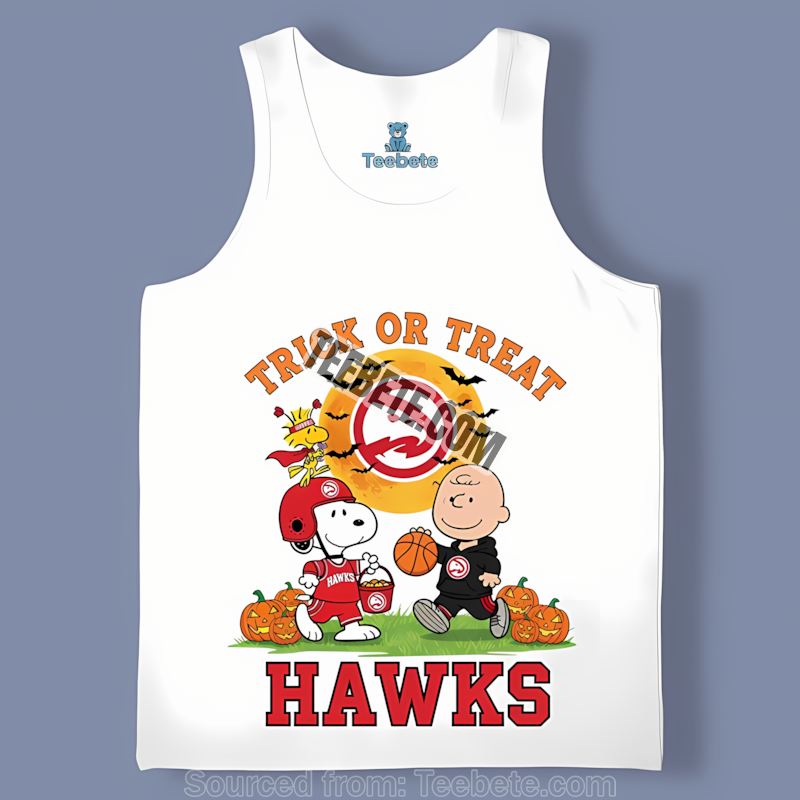 Atlanta Hawks Halloween Trick Or Treat Charlie Brown Tanktop Atlanta Hawks Halloween Trick Or Treat Charlie Brown Tanktop