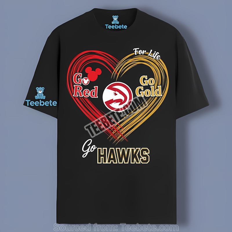 Atlanta Hawks Heart Go Red Go Gold Retro Shirt