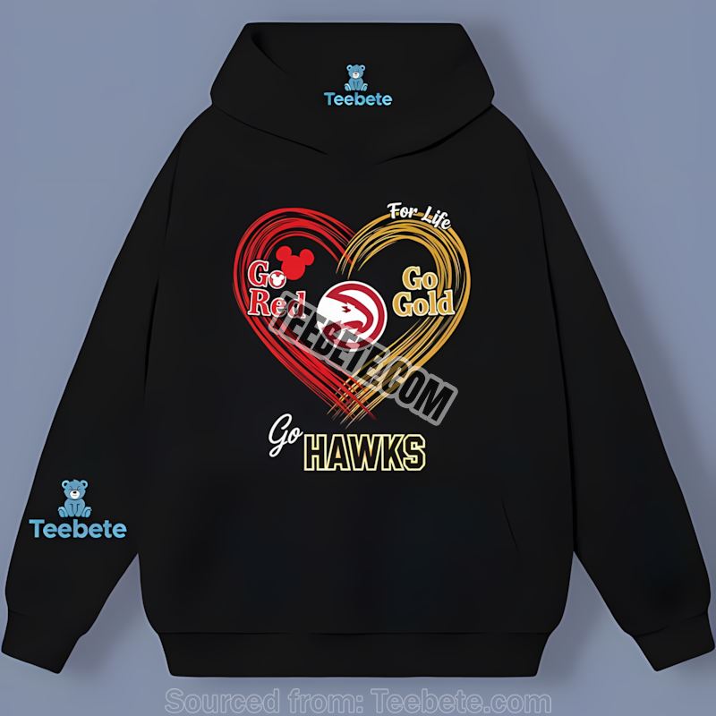 Atlanta Hawks Heart Go Red Go Gold Retro Hoodie Atlanta Hawks Heart Go Red Go Gold Retro Hoodie