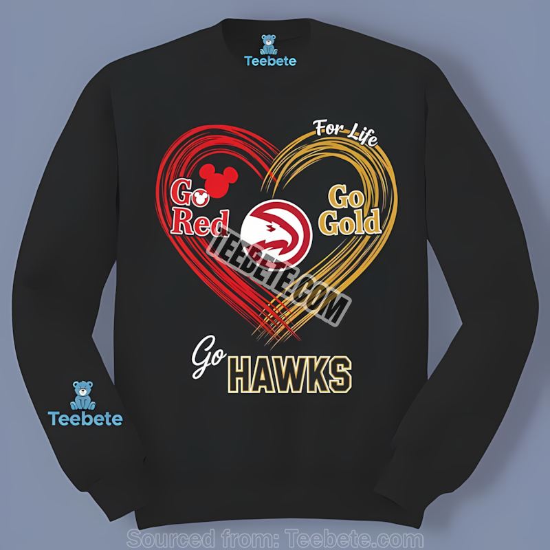 Atlanta Hawks Heart Go Red Go Gold Retro Long Sleeve Atlanta Hawks Heart Go Red Go Gold Retro Long Sleeve
