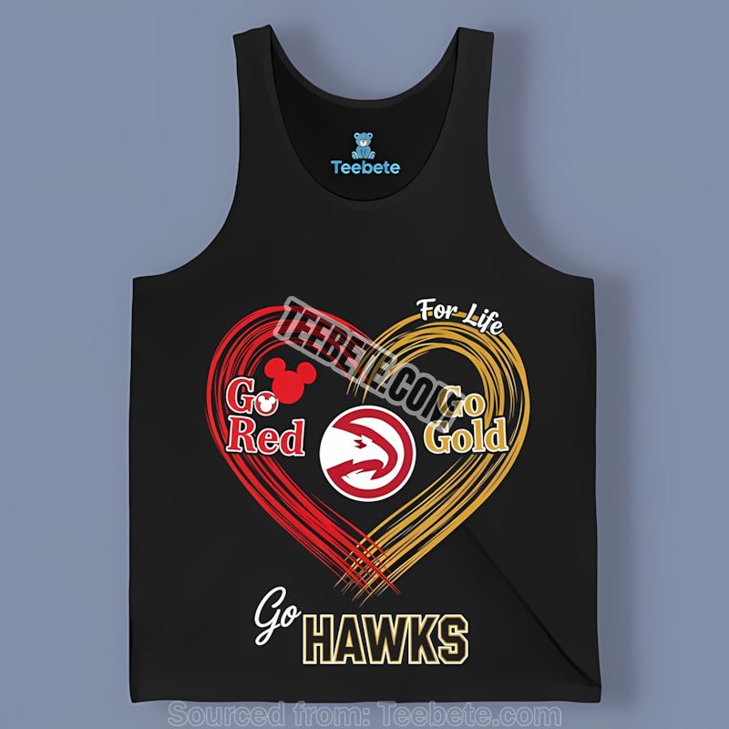 Atlanta Hawks Heart Go Red Go Gold Retro Tanktop Atlanta Hawks Heart Go Red Go Gold Retro Tanktop