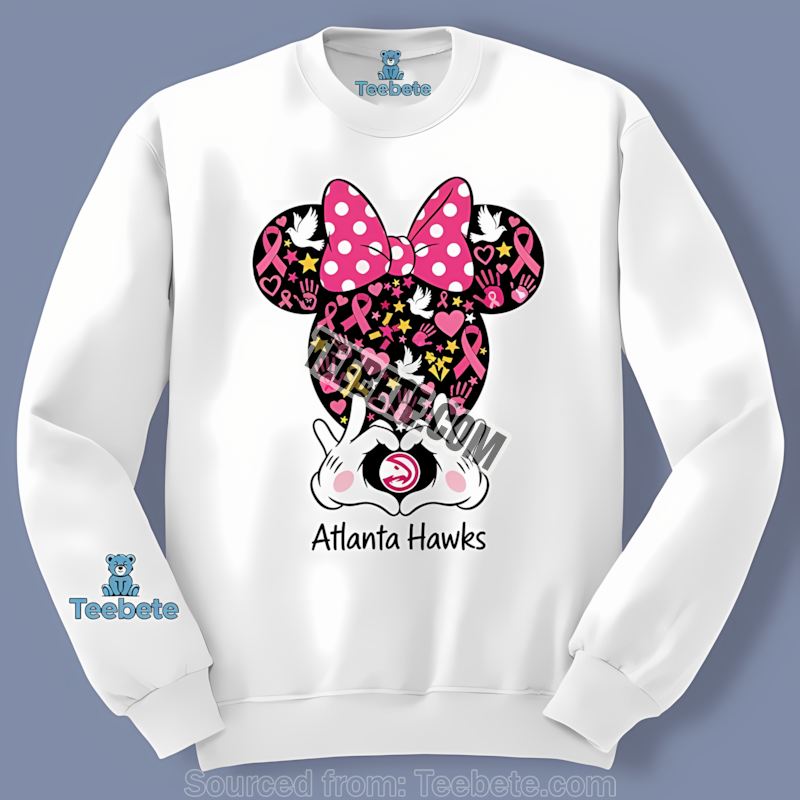 Atlanta Hawks Minnie Mouse Breast Cancer Classic Long Sleeve Atlanta Hawks Minnie Mouse Breast Cancer Classic Long Sleeve