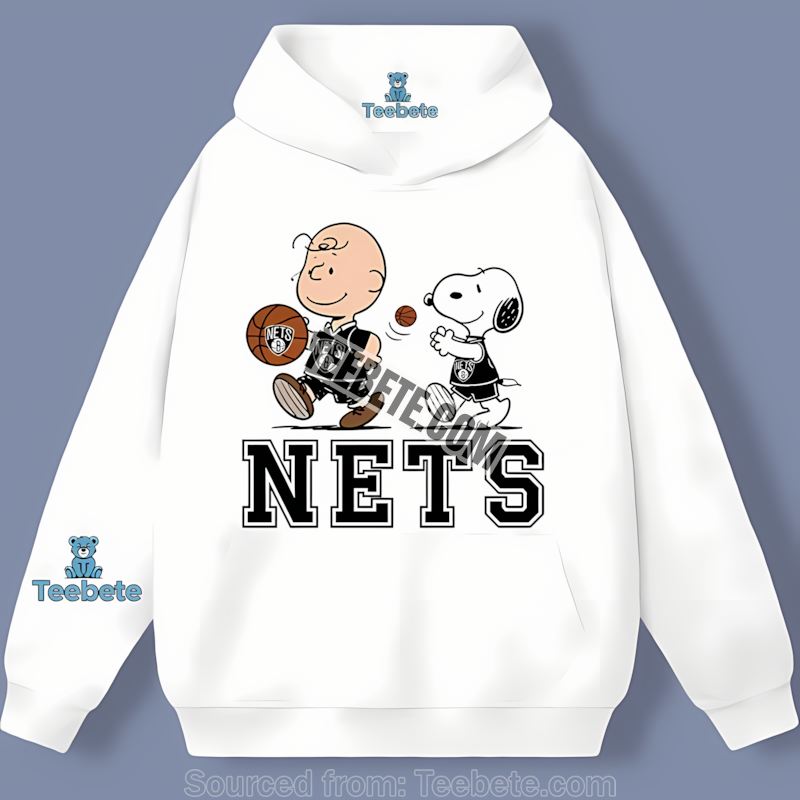 Brooklyn Nets Charlie Brown Snoopy Play Together Hoodie Brooklyn Nets Charlie Brown Snoopy Play Together Hoodie