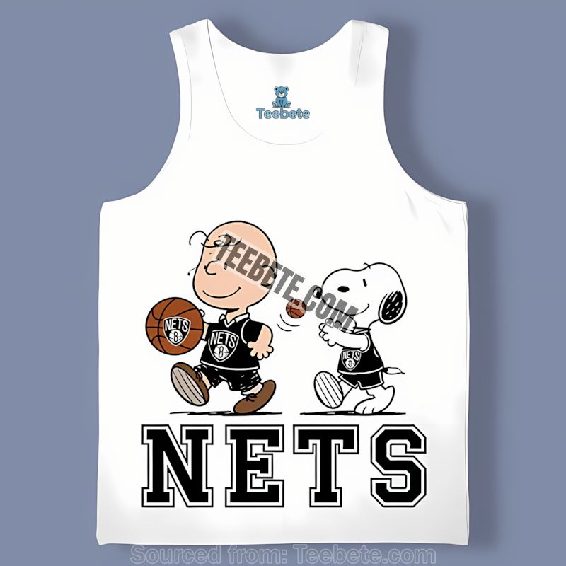 Brooklyn Nets Charlie Brown Snoopy Play Together Tanktop Brooklyn Nets Charlie Brown Snoopy Play Together Tanktop