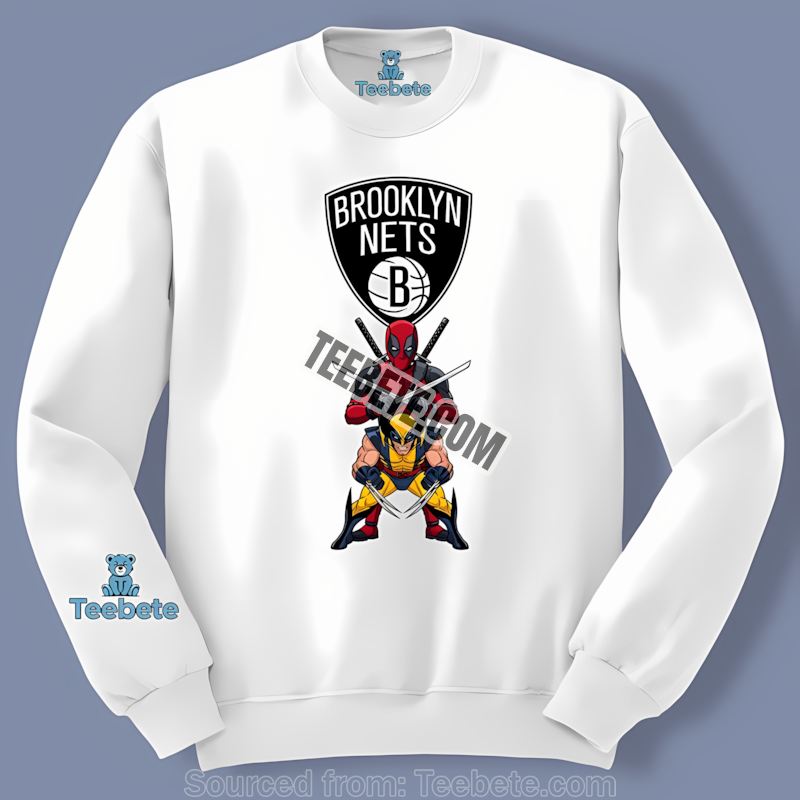 Brooklyn Nets Deadpool Wolverine Crossover Unisex Long Sleeve Brooklyn Nets Deadpool Wolverine Crossover Unisex Long Sleeve