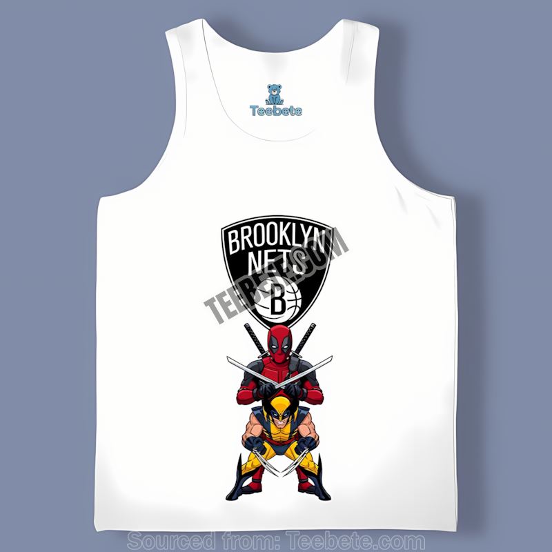 Brooklyn Nets Deadpool Wolverine Crossover Unisex Tanktop Brooklyn Nets Deadpool Wolverine Crossover Unisex Tanktop