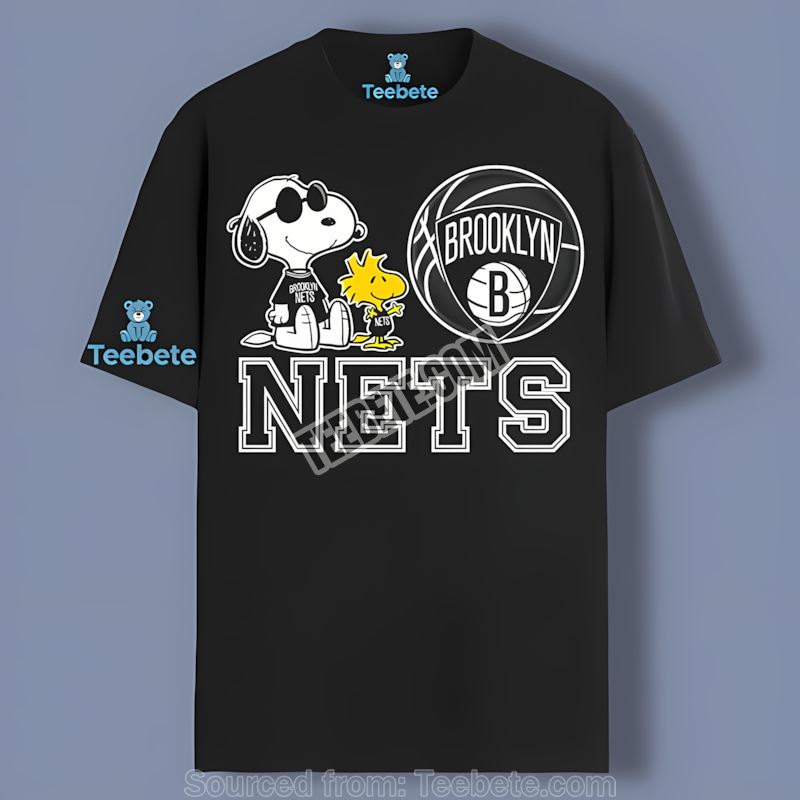 Brooklyn Nets Helmet Vs Snoopy Woodstock Adults Shirt