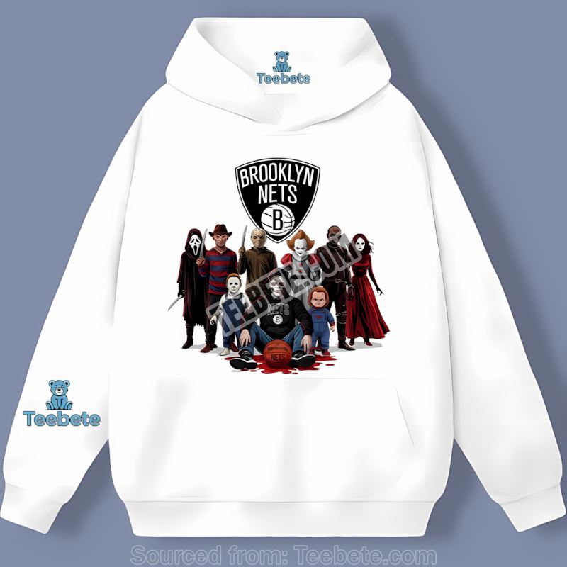 Brooklyn Nets Horror Movie Characters Halloween Classic Hoodie Brooklyn Nets Horror Movie Characters Halloween Classic Hoodie
