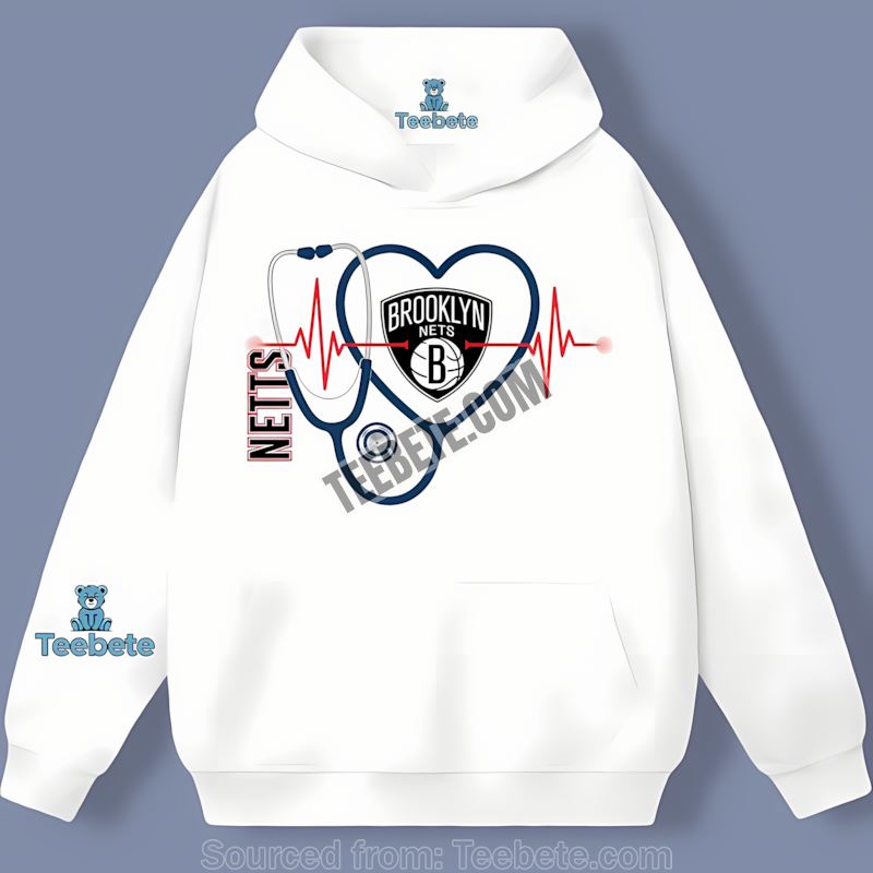 Brooklyn Nets Nurse Heartbeat Cotton Hoodie Brooklyn Nets Nurse Heartbeat Cotton Hoodie