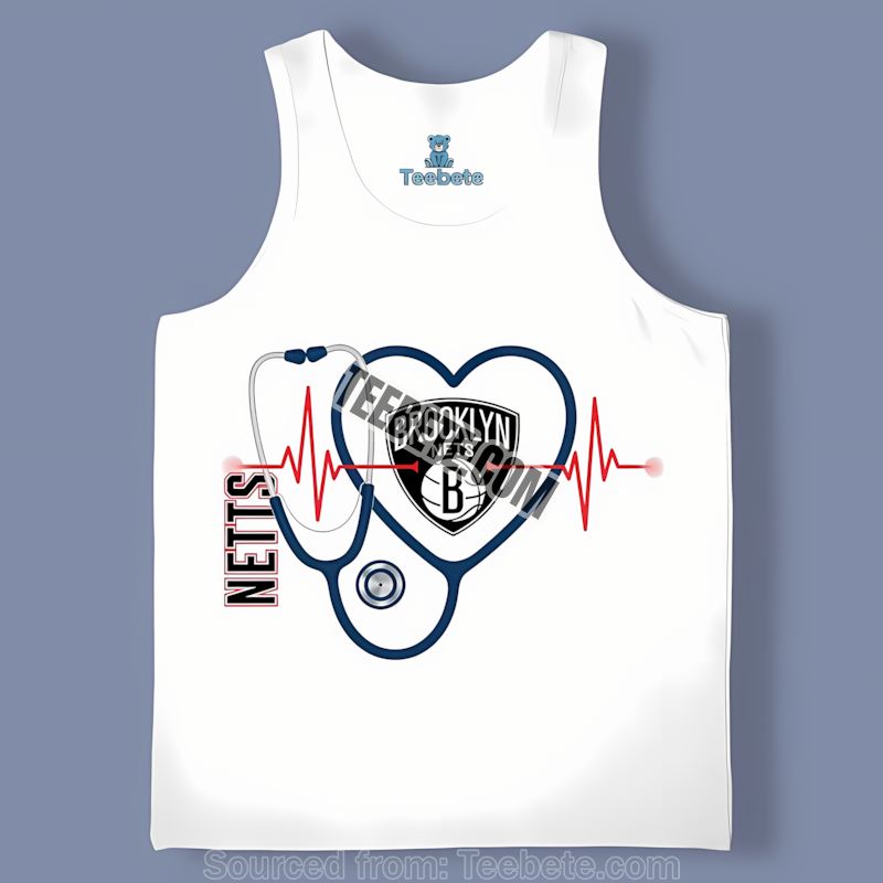 Brooklyn Nets Nurse Heartbeat Cotton Tanktop Brooklyn Nets Nurse Heartbeat Cotton Tanktop