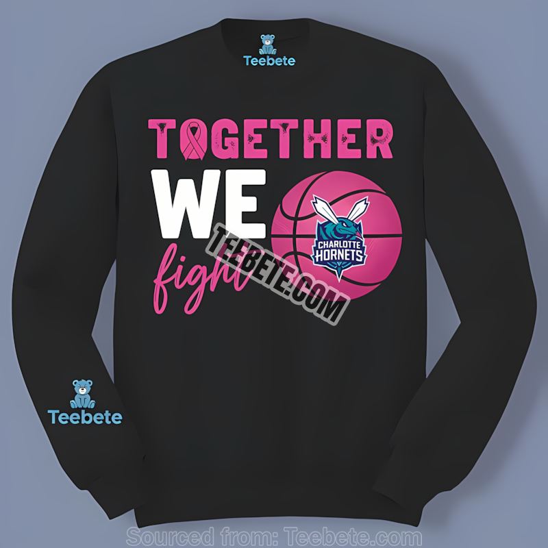 Charlotte Hornets Breast Cancer Fight Together Long Sleeve Charlotte Hornets Breast Cancer Fight Together Long Sleeve