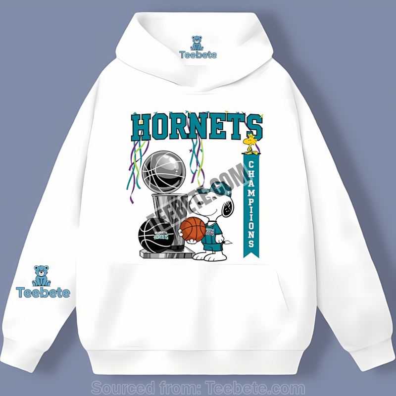 Charlotte Hornets Champions Snoopy Victory Celebration Hoodie Charlotte Hornets Champions Snoopy Victory Celebration Hoodie