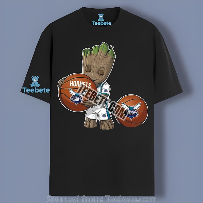 Charlotte Hornets Groot Basketball Marvel Fan Shirt