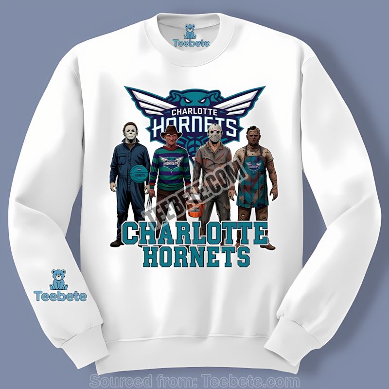 Charlotte Hornets Halloween Horror Movie Killers Long Sleeve Charlotte Hornets Halloween Horror Movie Killers Long Sleeve