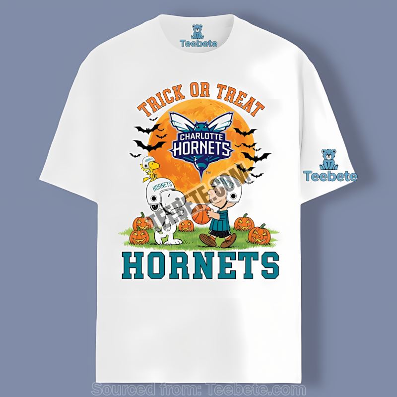Charlotte Hornets Halloween With Charlie Brown Snoopy Shirt