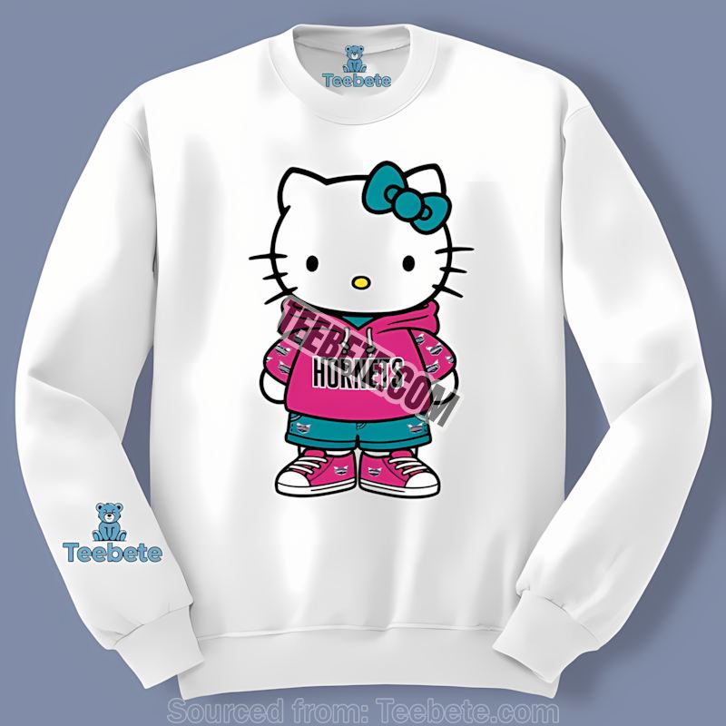 Charlotte Hornets Hello Kitty Cartoon Fun Long Sleeve Charlotte Hornets Hello Kitty Cartoon Fun Long Sleeve