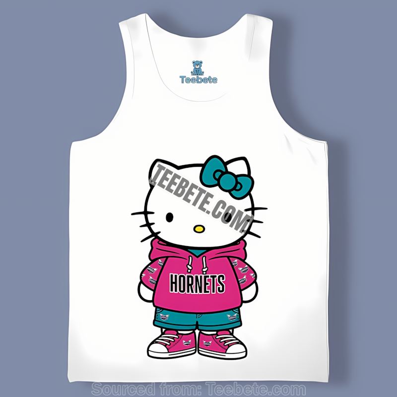 Charlotte Hornets Hello Kitty Cartoon Fun Tanktop Charlotte Hornets Hello Kitty Cartoon Fun Tanktop
