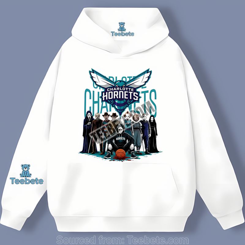Charlotte Hornets Horror Movie Halloween Iconic Scene Hoodie Charlotte Hornets Horror Movie Halloween Iconic Scene Hoodie