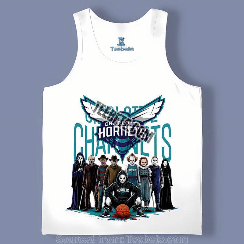 Charlotte Hornets Horror Movie Halloween Iconic Scene Tanktop Charlotte Hornets Horror Movie Halloween Iconic Scene Tanktop