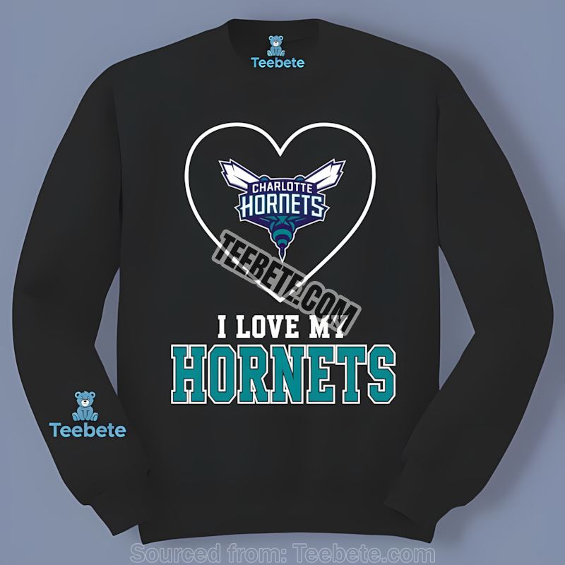 Charlotte Hornets I Love My Hornets Fan Heart Long Sleeve Charlotte Hornets I Love My Hornets Fan Heart Long Sleeve