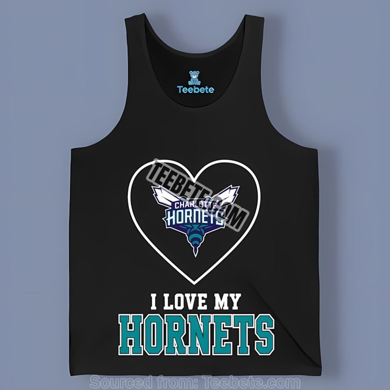 Charlotte Hornets I Love My Hornets Fan Heart Tanktop Charlotte Hornets I Love My Hornets Fan Heart Tanktop