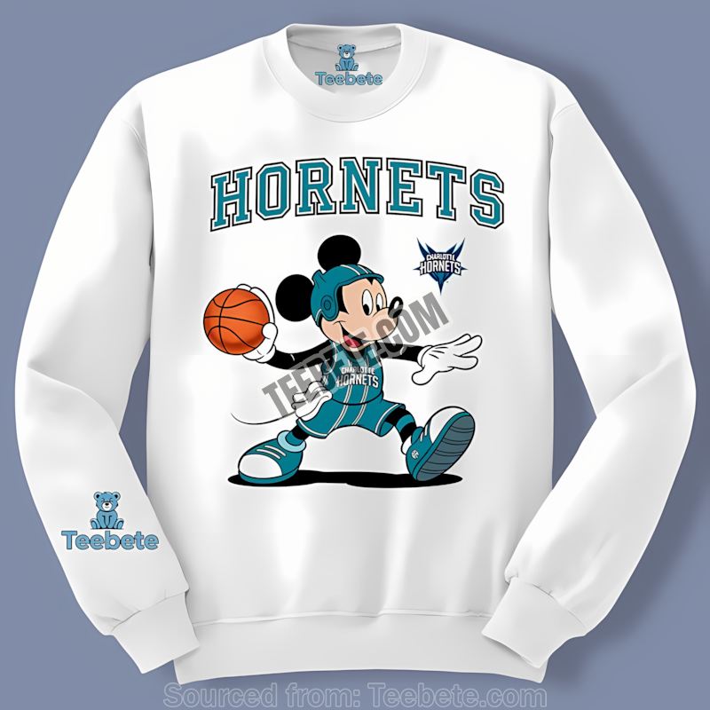 Charlotte Hornets Mickey As Quarterback Cartoon Long Sleeve Charlotte Hornets Mickey As Quarterback Cartoon Long Sleeve