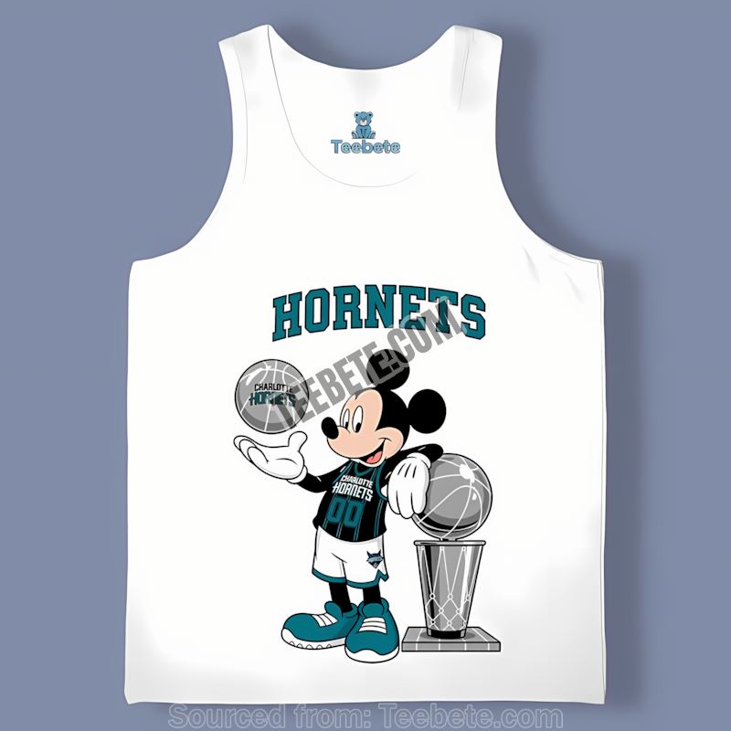 Charlotte Hornets Mickey Bat Basketball Cartoon Tanktop Charlotte Hornets Mickey Bat Basketball Cartoon Tanktop