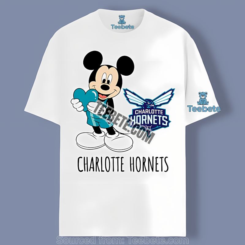 Charlotte Hornets Mickey Heart Love Retro Shirt