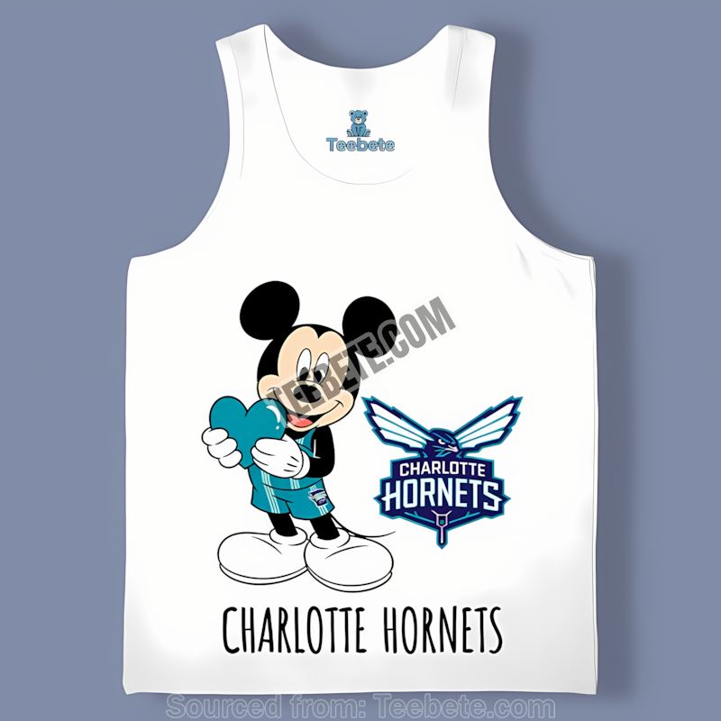 Charlotte Hornets Mickey Heart Love Retro Tanktop Charlotte Hornets Mickey Heart Love Retro Tanktop