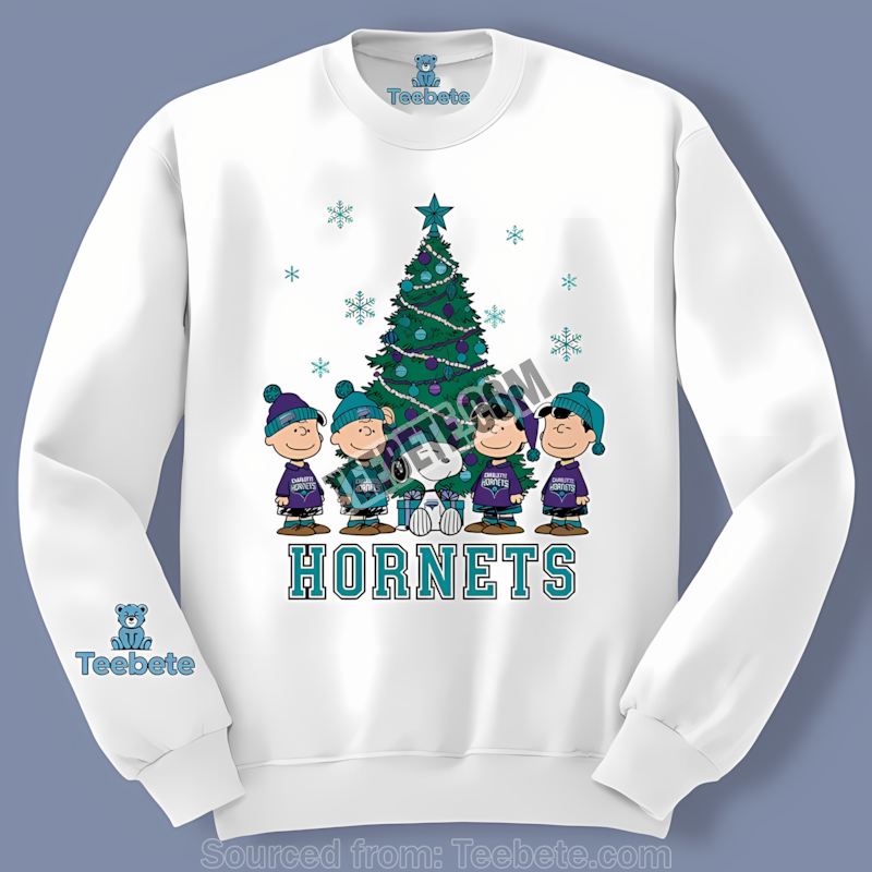 Charlotte Hornets Peanuts Christmas Snoopy Woodstock Long Sleeve Charlotte Hornets Peanuts Christmas Snoopy Woodstock Long Sleeve